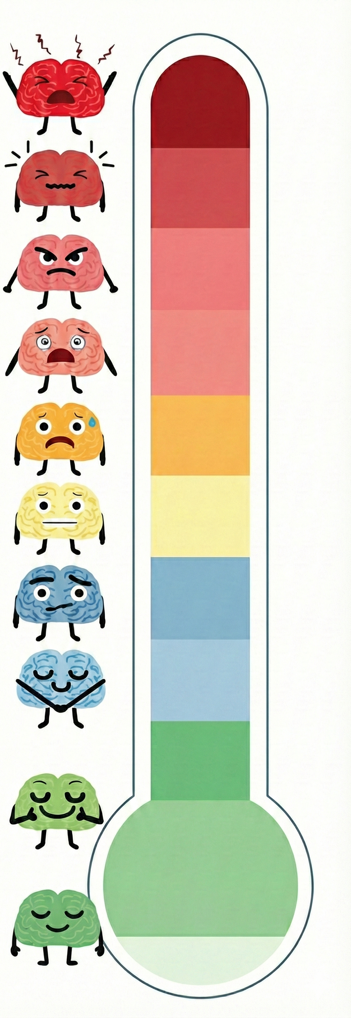 Visual termometer menunjukkan skala 0 hingga 10